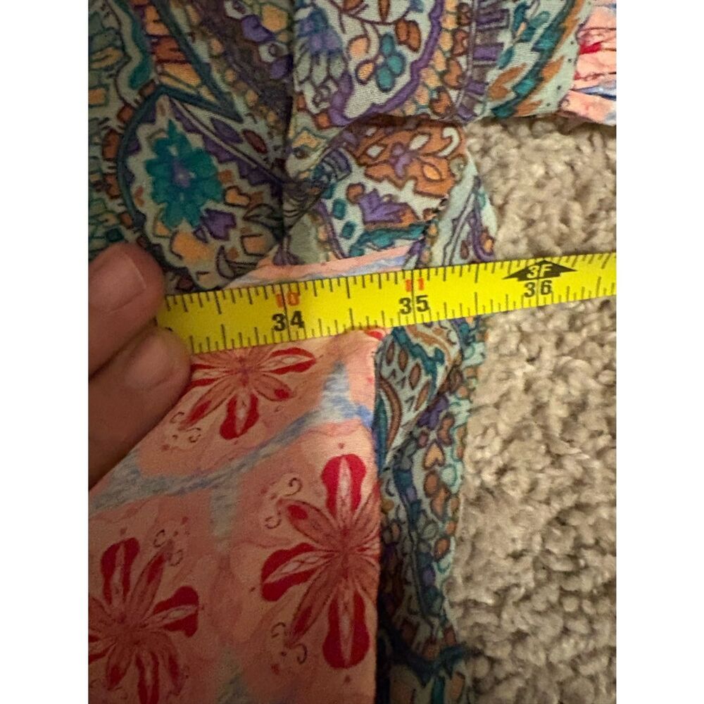 Oil & Hali Boho Patchwork Oversized Button-Up Shirt in Pink & Coral - Picture 4 of 7